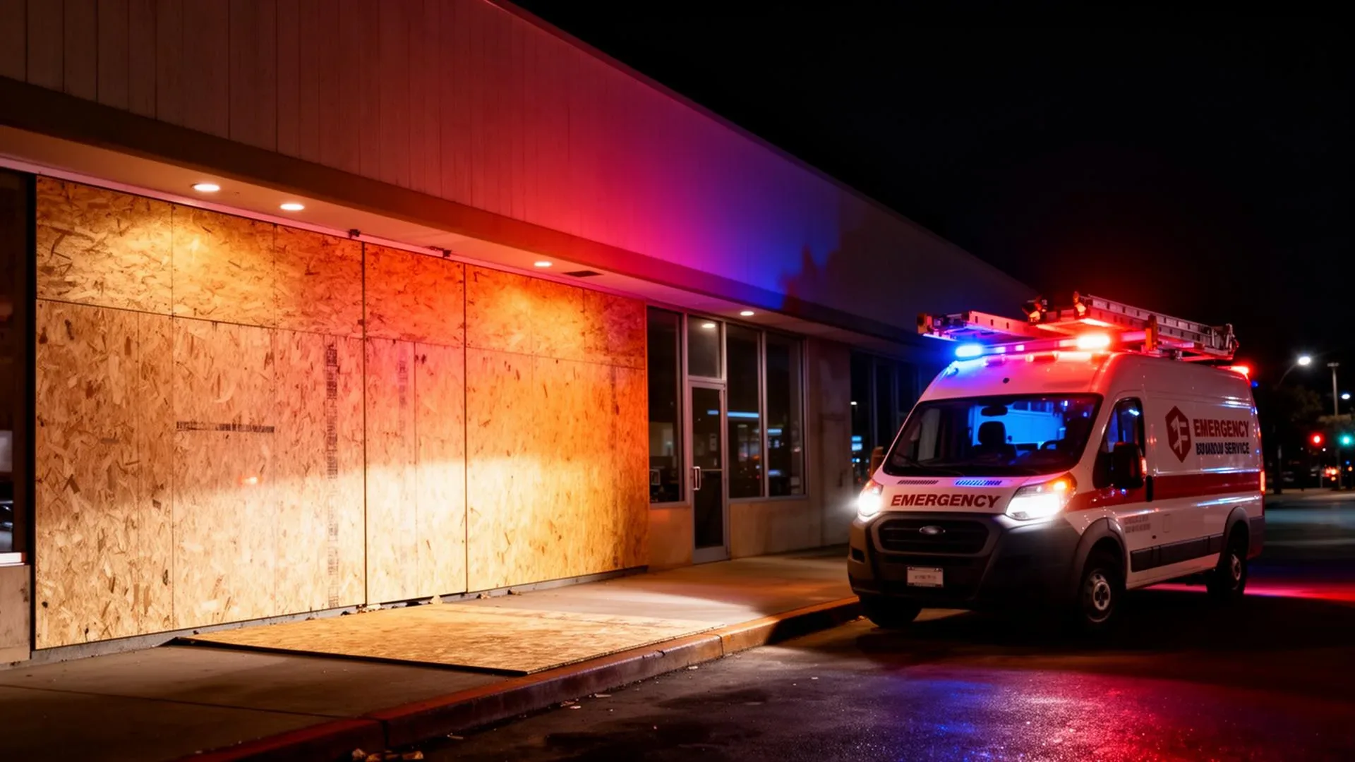 Emergency board-up service securing commercial property